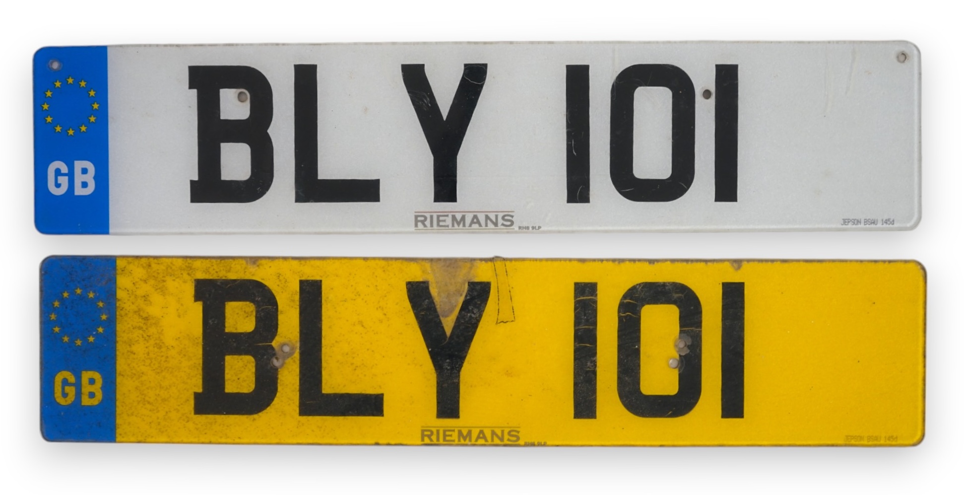 Number plate BLY 101, on retention